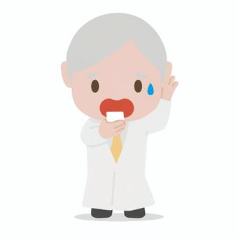 スマホを見て焦る博士 博士,研究者,スマホ,焦る,驚く,表情,トラブル,科学者,白衣,研究室のイラスト素材