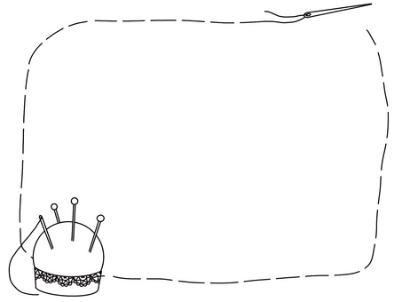 縫い物　フレーム ハンドメイド,色なし,縫い物,縫い目,針,糸,まち針,枠,フレームのイラスト素材