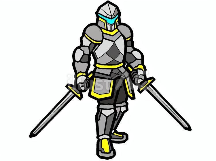 フルプレートアーマーの双剣の騎士『黄』 騎士,戦士,フルプレートのイラスト素材