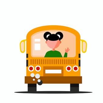 乗り物 009 乗り物 009 スクールバス,バス,子ども,女の子,通学,学校,乗り物,教育,イラスト,登校のイラスト素材