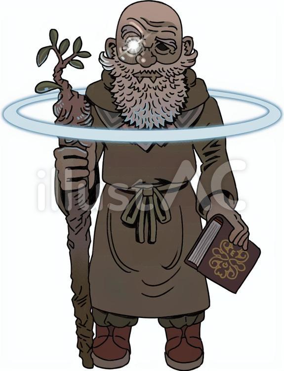 Wizard1 老人,男性,書物のイラスト素材