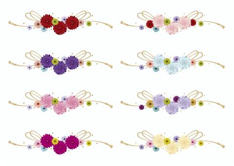 花かざりセット 正月,しめなわ,花,飾り,年賀,成人式,七五三,和モダン,結婚式,お祝いのイラスト素材