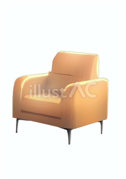 1人掛けソファ(オレンジ) ソファ,家具,インテリアのイラスト素材