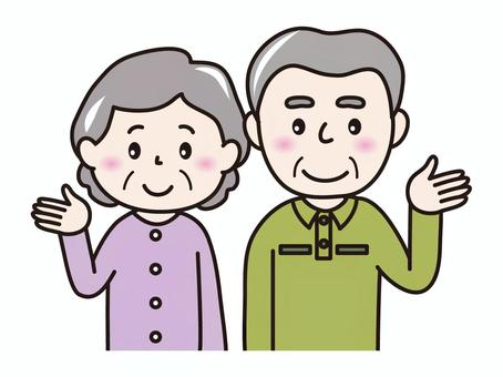 高齢者夫婦(どうぞ) 人物,高齢者,夫婦,シニア,どうぞのイラスト素材