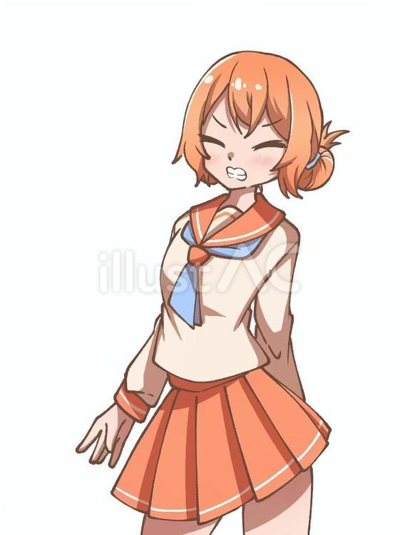 怒ってる女の子 女の子,少女,お団子ヘアのイラスト素材