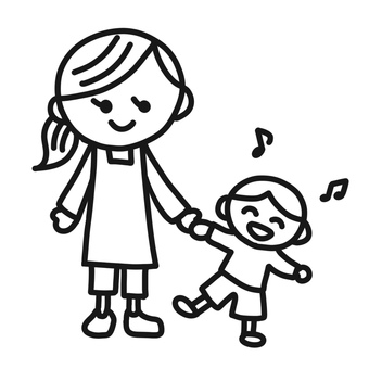 保育士さんと男の子 保育園,幼稚園,プリント,保育士,挿絵,白黒,モノクロ,10センチ,配布物,手紙のイラスト素材