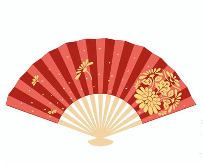 開いた赤い扇子　祝賀用