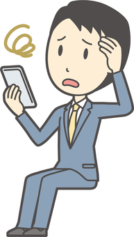 Illustration, smartphone, be worried, businessman, 