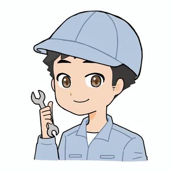 工具を持っている作業服の男性 工具を持っている作業服の男性 男性,作業服,帽子のイラスト素材