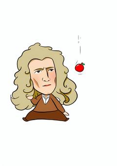ニュートン 人物,歴史人物,理科,科学,化学,物理,リンゴ,りんご,ニュートン,万有引力のイラスト素材