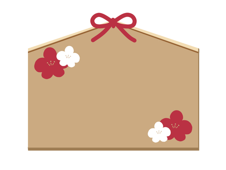梅柄絵馬フレーム 絵馬,お正月,風習,祈願,フレーム,梅,白梅,紅梅,紅白,木のイラスト素材