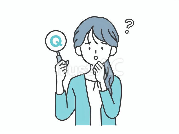 Qの札を持つビジネスウーマン 人物,女,q&aのイラスト素材