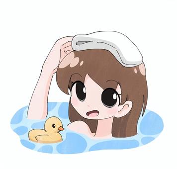 お風呂に入る女子 お風呂に入る女子 女子,お風呂,女性,女の子,水,プール,夏,水遊び,水風呂,海のイラスト素材
