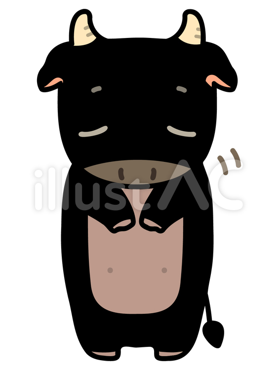 お辞儀する黒いウシ 牛,お辞儀,挨拶のイラスト素材
