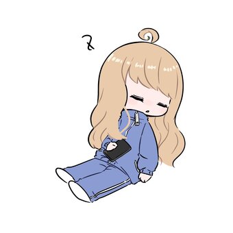 スマホを片手に寝るジャージ姿の女の子 女の子,ジャージ,ゆるい,全身,人,人物,金髪,長髪,部屋着,運動着のイラスト素材