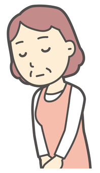  おじぎをしているエプロンのおばさん お辞儀,女性,人,人物,主婦,中年,シニア,エプロン,ママ,お母さんのイラスト素材