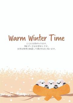 おしくらまんじゅうするシマエナガの背景 冬,背景,温活,防寒,暖かい,シマエナガ,鳥,動物,12月,1月のイラスト素材