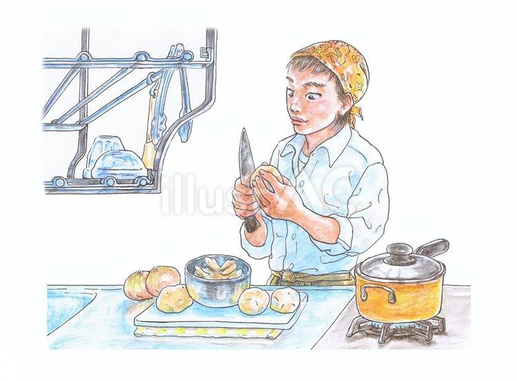 料理する男性 料理,男性,キッチンのイラスト素材