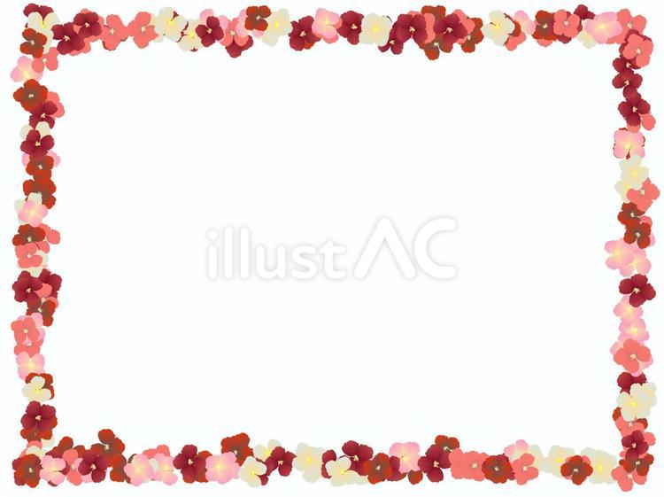 穏やかなイメージの赤い小花柄四角枠 花,赤,ピンクのイラスト素材