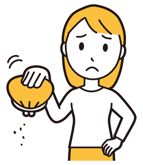  ロングヘア女性(黄)-376-バスト 金欠,女性,女の子,人物,かわいい,貧乏,貧困,困る,無駄遣い,財布のイラスト素材