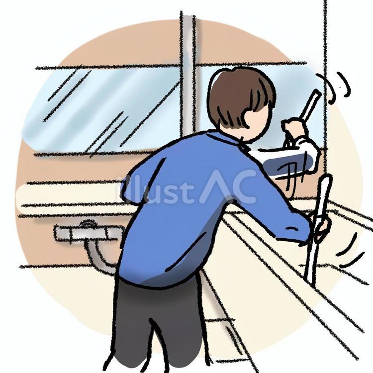 お風呂当番、帰宅してすぐ掃除します。 風呂掃除,人物,男性のイラスト素材