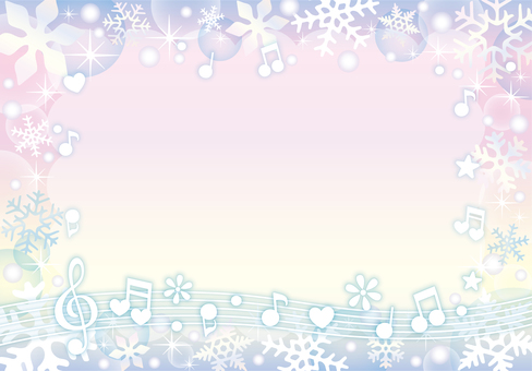 氷と雪の結晶の音楽フレーム 雪の結晶,ピンク,雪,音符,キラキラ,冬,フレーム,かわいい,壁紙,カードのイラスト素材