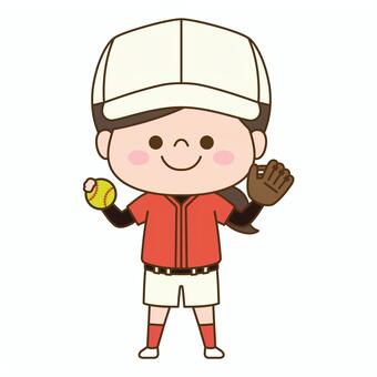 学校部活人物イラスト＜ソフトボール部＞ ソフトボール,スポーツ,部活,人物,ピッチャー,バッター,クラブ,クラブチーム,習い事,運動のイラスト素材