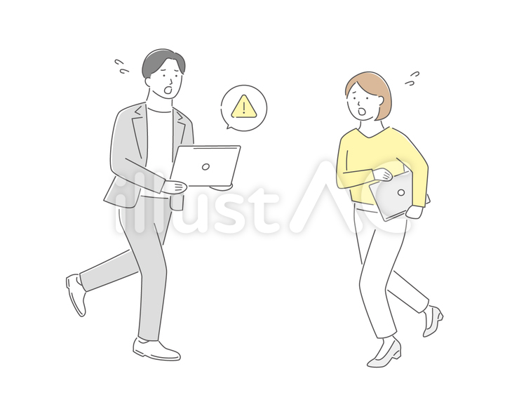 働く人（４５）焦る ビジネス,男性,女性のイラスト素材