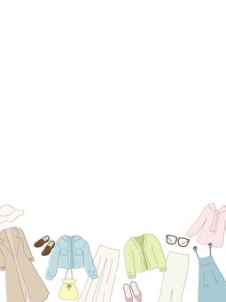春のファッションの縦型フレーム 背景,フレーム,洋服,春服,ファッション,服,アパレル,おしゃれ,かわいい,縦のイラスト素材