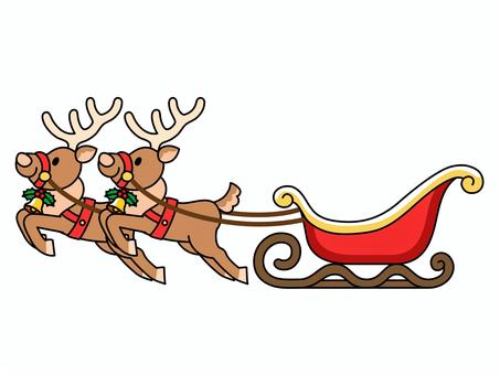 そりとトナカイ2頭 クリスマス,サンタクロース,トナカイ,そり,聖夜,ジングルベルのイラスト素材