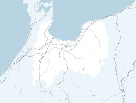 富山県と周辺地域を含むロードマップ 富山,富山県,金沢,石川,石川県,北陸,新潟,能登半島,岐阜,道のイラスト素材