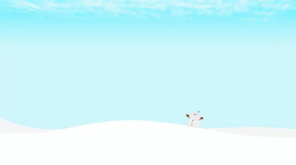 雪野原のイラスト_フルHDサイズ 雪,雪景色,一面,雪野原,雪だるま,銀世界,雪化粧,冬,冬景色,12月のイラスト素材