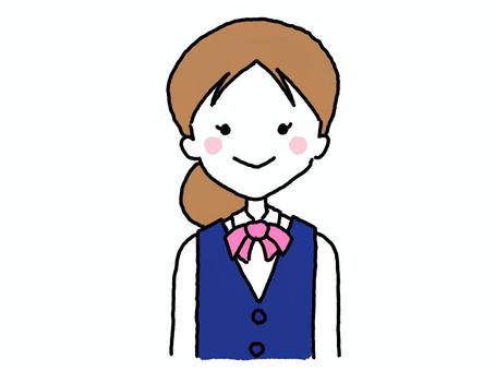 ご案内する女性 ビジネス,女性,バストアップ,若者,人物,一人,笑顔,手描き,線画のイラスト素材