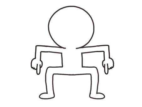 下を指さすシルエット