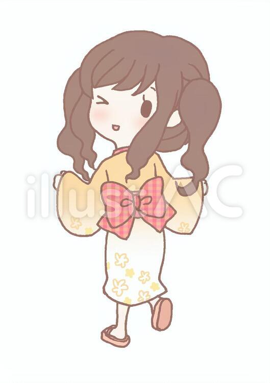 浴衣 浴衣,女性,後ろ姿のイラスト素材