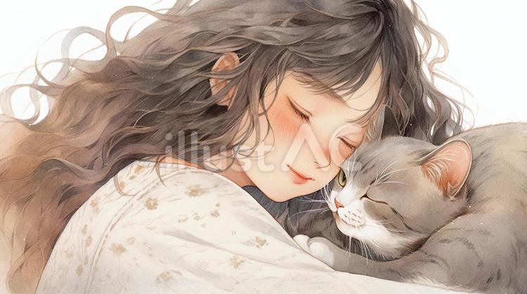 猫と女イラスト - No: 24233257｜無料イラスト・フリー素材なら「イラストAC」