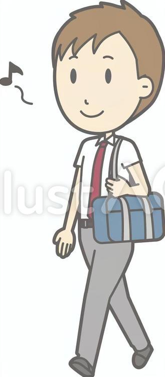 男子高夏a-歩く-全身 男子中学生,男子生徒,男子高校生のイラスト素材