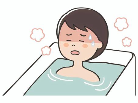 お風呂でのぼせる男性 のぼせる,のぼせ,暑い,熱い,お風呂,風呂,入浴,浸かる,男性,男のイラスト素材