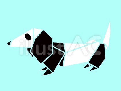 ダックス(パンダ柄)_折り紙風