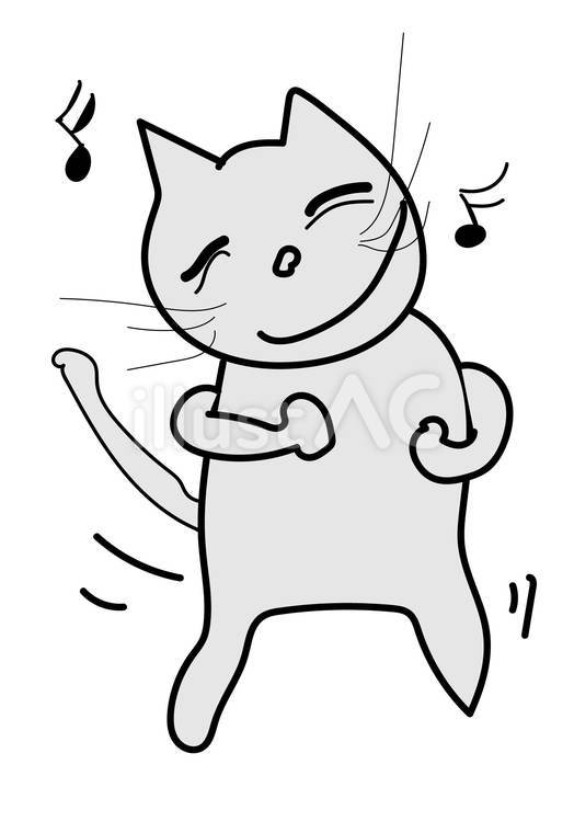 手書きネコ　① 猫,野良猫,ダンスのイラスト素材