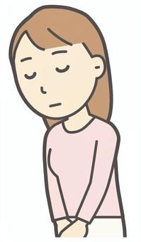  ロングヘア女性-126-バスト おじぎ,女性,女の子,人物,かわいい,挨拶,お礼,バストアップ,上半身,若いのイラスト素材