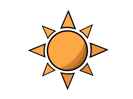 天気の『晴れ）や『太陽』を表すアイコン 太陽,晴天,天気予報,表記,表す,シンプル,印,アイコン,オレンジ色,マークのイラスト素材