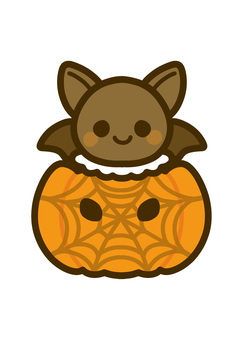 ハロウィンかぼちゃモンスター こうもり ハロウィンかぼちゃモンスター こうもり コウモリ,ハロウィン,かぼちゃ,10月,秋,モンスター,おばけ,手描き,挿絵,かわいいのイラスト素材