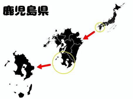 鹿児島県 鹿児島,県,地図,九州,地方,都道府県,マップ,日本,日本列島,南九州のイラスト素材