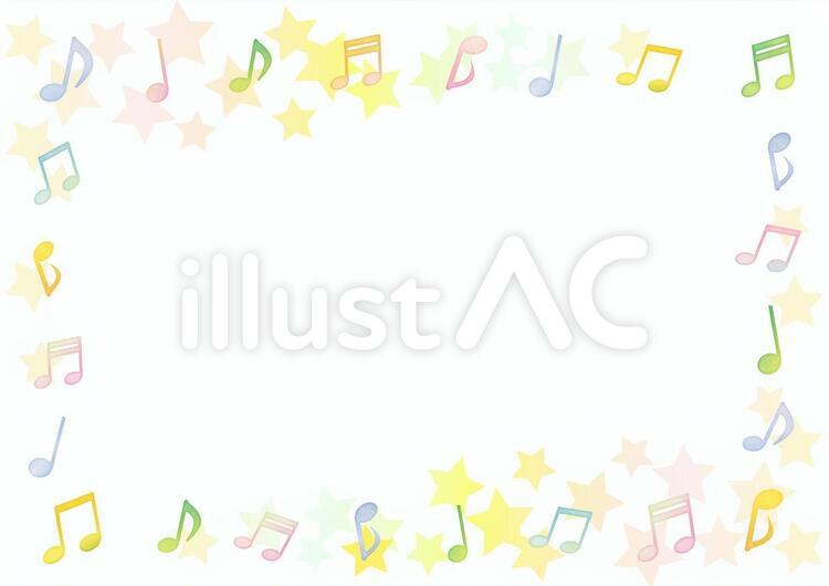音符と星のフレーム 音符,星,音楽のイラスト素材