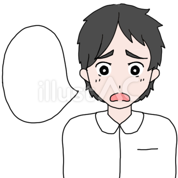  吹き出し付き白い服の男性（困） 言語療法士,白い服,カイロプラクティックのイラスト素材
