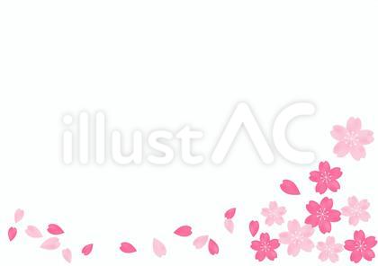 桜の花の散る春の和風フレーム背景1