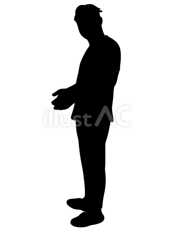 男性　立位　シルエット　 男性,立位,側面のイラスト素材