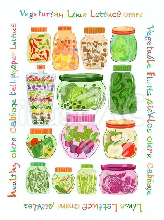 野菜の瓶ずめ 食べ物,野菜,イラストのイラスト素材