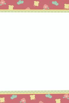 正月の市松模様フレーム_椿 赤 正月,和柄,1月,冬,背景,フレーム,年中行事,年末,年始,日本のイラスト素材